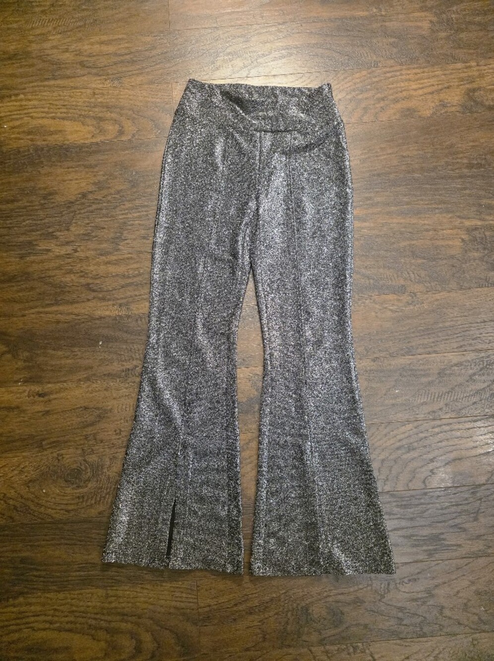 Metallic Silver Flare Pants